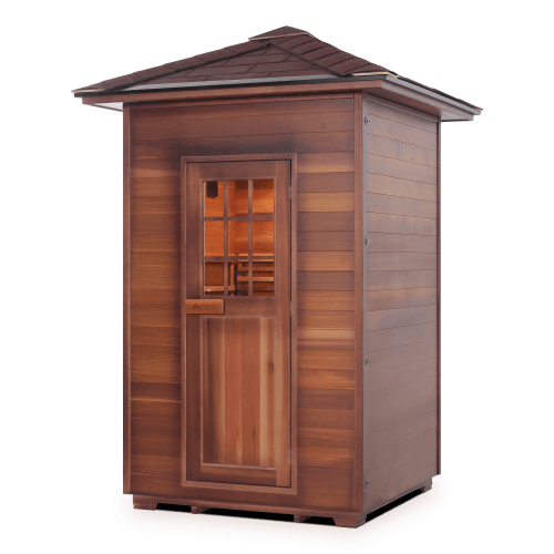 Enlighten Saunas 2-Person Hybrid Outdoor Sauna (Slope Roof, Cedar) MoonLight 2 Slope/Peak