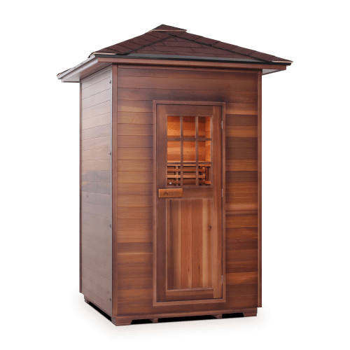Enlighten Saunas 2-Person Hybrid Outdoor Sauna (Slope Roof, Cedar) MoonLight 2 Slope/Peak