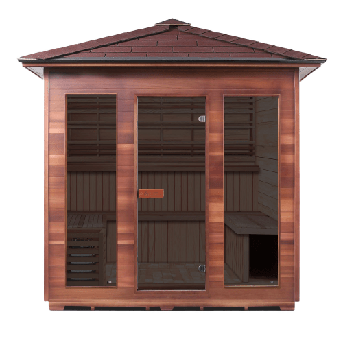 Enlighten Saunas 8-Person Hybrid Outdoor Sauna (Peak Roof, Cedar) SunRise 8 Peak SunRise 8 Slope/Peak