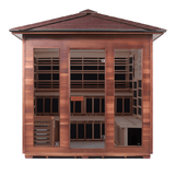 Iron Zone Gyms 2-Person Hybrid Outdoor Sauna (Peak Roof, Cedar) Tags (bullet points): 8 Peak Diamond 8 Slope/Peak