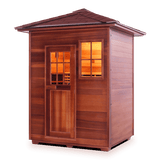 Iron Zone Gyms 2-Person Hybrid Outdoor Sauna (Peak Roof, Cedar) Tags (bullet points): 8 Peak Diamond 8 Slope/Peak