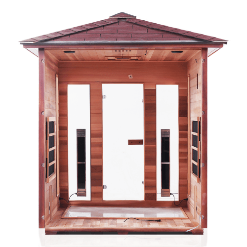 Iron Zone Gyms Outdoor Infrared Sauna Rustic 4 Slope/Peak