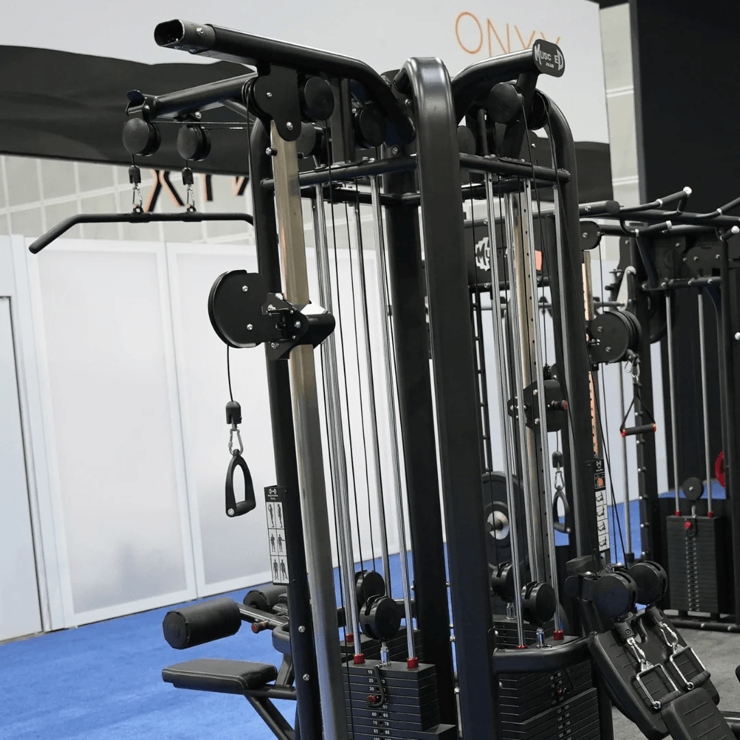 Muscle D Fitness Multi-Gym 4 Stack Megatron Deluxe Jungle Gym - Muscle D Fitness - Commercial Lat Pull, Low Row, Adj. Hi/Low Pulleys