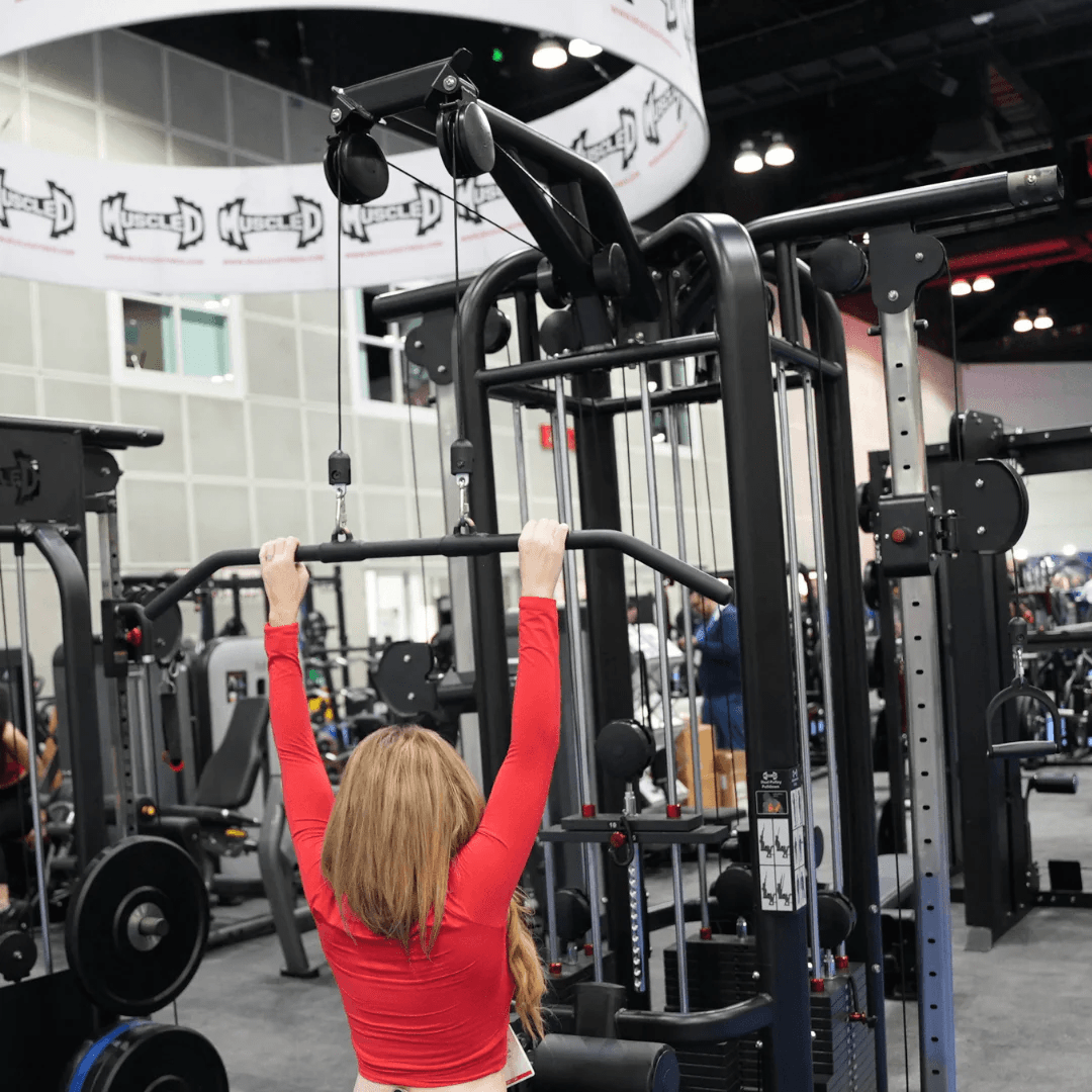 Muscle D Fitness Multi-Gym 4 Stack Megatron Deluxe Jungle Gym - Muscle D Fitness - Commercial Lat Pull, Low Row, Adj. Hi/Low Pulleys
