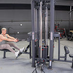 Muscle D Fitness Multi-Gym 4 Stack Megatron Standard Jungle Gym - 2 Colors - Muscle D Fitness - Low Row, Lat Pulldown, Single Handle Hi/low Pulley, Double Hi/Low Pulley