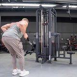 Muscle D Fitness Multi-Gym 4 Stack Megatron Standard Jungle Gym - 2 Colors - Muscle D Fitness - Low Row, Lat Pulldown, Single Handle Hi/low Pulley, Double Hi/Low Pulley