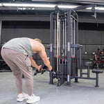 Muscle D Fitness Multi-Gym 4 Stack Megatron Standard Jungle Gym - 2 Colors - Muscle D Fitness - Low Row, Lat Pulldown, Single Handle Hi/low Pulley, Double Hi/Low Pulley