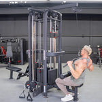 Muscle D Fitness Multi-Gym 4 Stack Megatron Standard Jungle Gym - 2 Colors - Muscle D Fitness - Low Row, Lat Pulldown, Single Handle Hi/low Pulley, Double Hi/Low Pulley