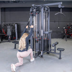 Muscle D Fitness Multi-Gym 4 Stack Megatron Standard Jungle Gym - 2 Colors - Muscle D Fitness - Low Row, Lat Pulldown, Single Handle Hi/low Pulley, Double Hi/Low Pulley