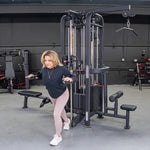 Muscle D Fitness Multi-Gym 4 Stack Megatron Standard Jungle Gym - 2 Colors - Muscle D Fitness - Low Row, Lat Pulldown, Single Handle Hi/low Pulley, Double Hi/Low Pulley