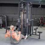 Muscle D Fitness Multi-Gym 4 Stack Megatron Standard Jungle Gym - 2 Colors - Muscle D Fitness - Low Row, Lat Pulldown, Single Handle Hi/low Pulley, Double Hi/Low Pulley