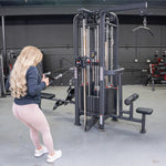 Muscle D Fitness Multi-Gym 4 Stack Megatron Standard Jungle Gym - 2 Colors - Muscle D Fitness - Low Row, Lat Pulldown, Single Handle Hi/low Pulley, Double Hi/Low Pulley