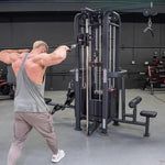 Muscle D Fitness Multi-Gym 4 Stack Megatron Standard Jungle Gym - 2 Colors - Muscle D Fitness - Low Row, Lat Pulldown, Single Handle Hi/low Pulley, Double Hi/Low Pulley