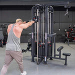 Muscle D Fitness Multi-Gym 4 Stack Megatron Standard Jungle Gym - 2 Colors - Muscle D Fitness - Low Row, Lat Pulldown, Single Handle Hi/low Pulley, Double Hi/Low Pulley
