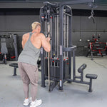 Muscle D Fitness Multi-Gym 4 Stack Megatron Standard Jungle Gym - 2 Colors - Muscle D Fitness - Low Row, Lat Pulldown, Single Handle Hi/low Pulley, Double Hi/Low Pulley