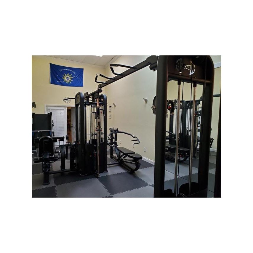 Muscle D Fitness Multi Station Machines Muscle D Compact 5 Stack Multi Gym Black Frame 104" Beam with Pull Up Bars