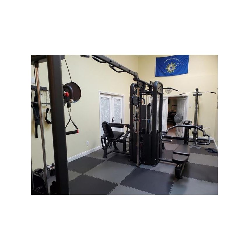 Muscle D Fitness Multi Station Machines Muscle D Compact 5 Stack Multi Gym Black Frame 104" Beam with Pull Up Bars