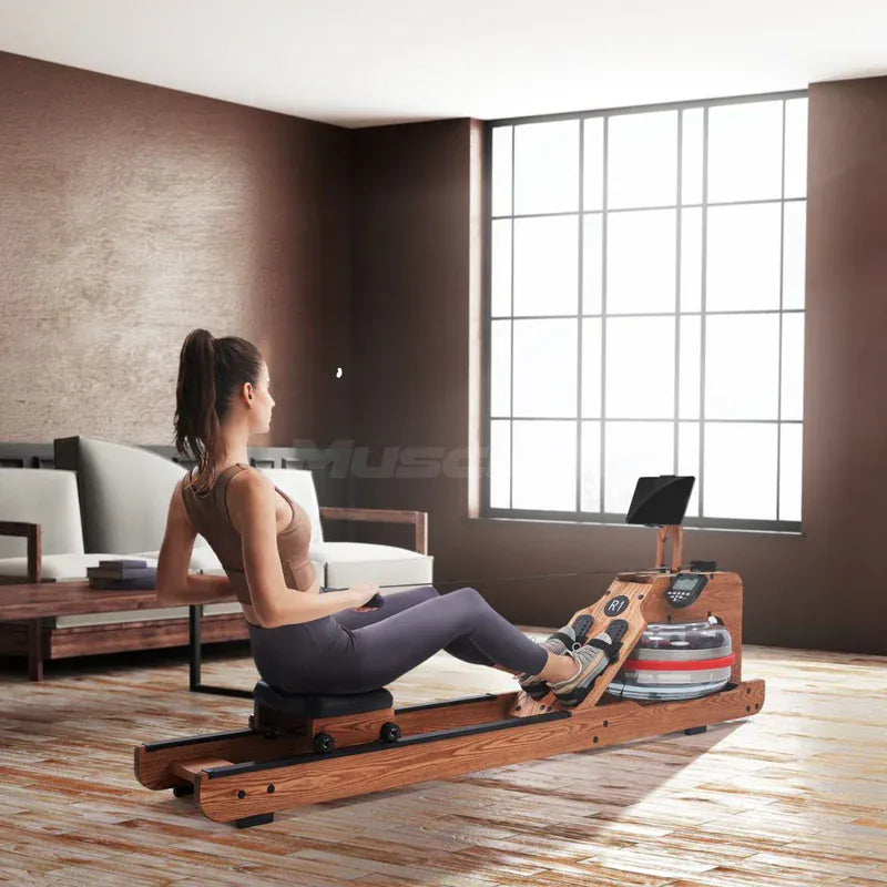 Muscle D Fitness Muscle D Fitness Wooden Seated Adjustable Water Rower