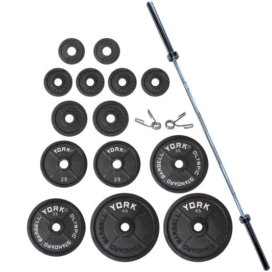 York Free Weights York Legacy Cast Iron Precision Milled Olympic Plate Set